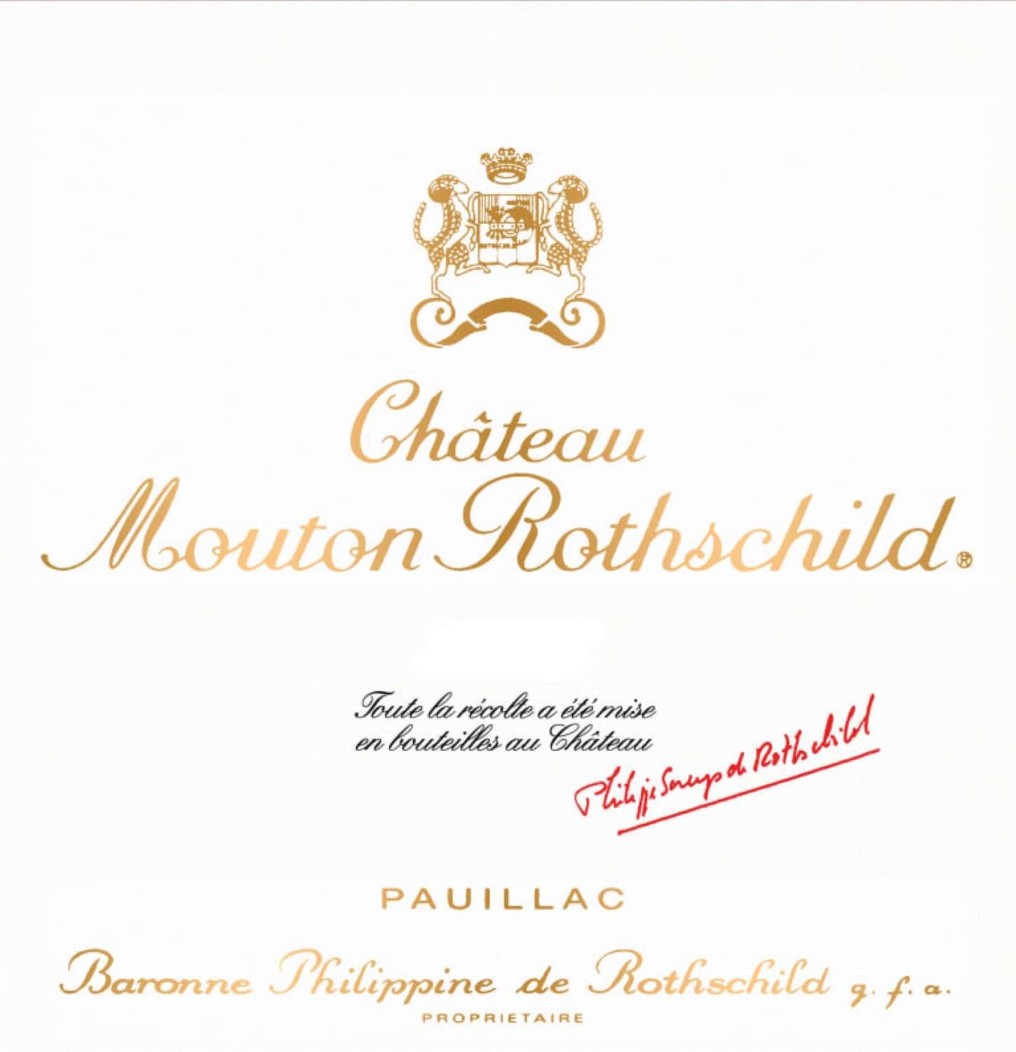 Chateau Mouton Rothschild label Pauillac Bordeaux France sold by Angry Wine Merchant