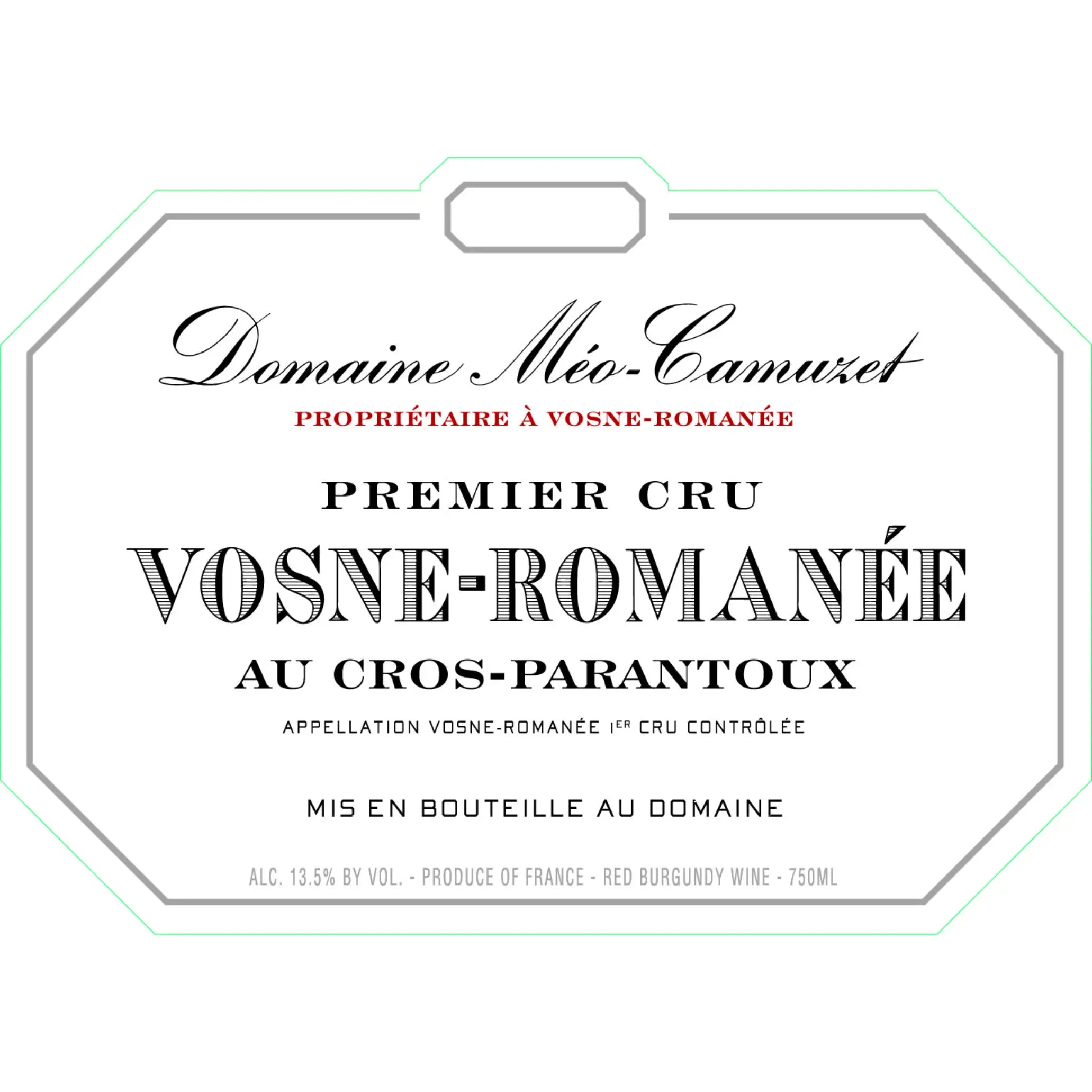 Meo Camuzet Cros Parantoux Vosne Romanee Premier Cru wine label France sold by Angry Wine Merchant