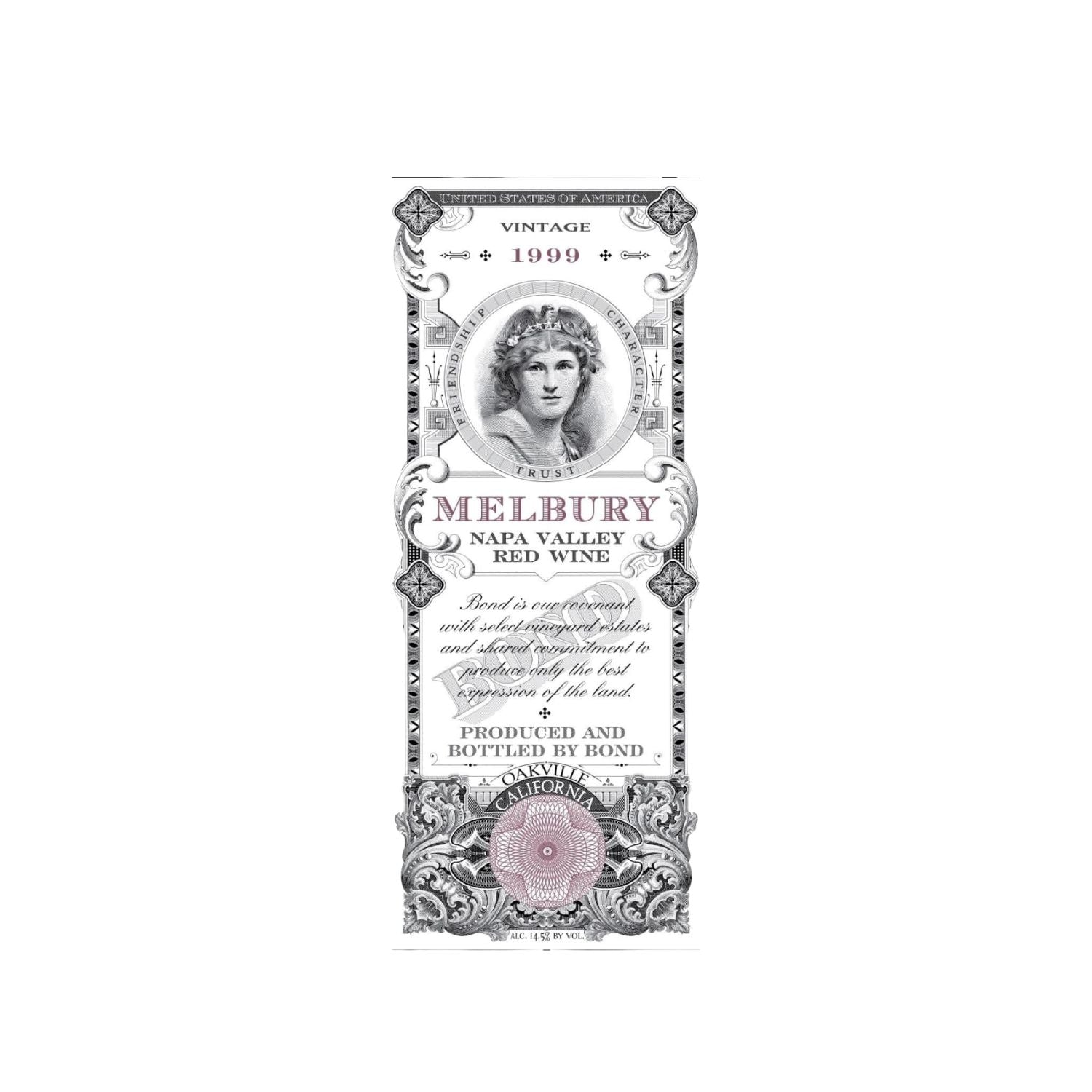 1999 BOND Melbury Cabernet Sauvignon wine label Napa Valley California sold by Angry Wine Merchant