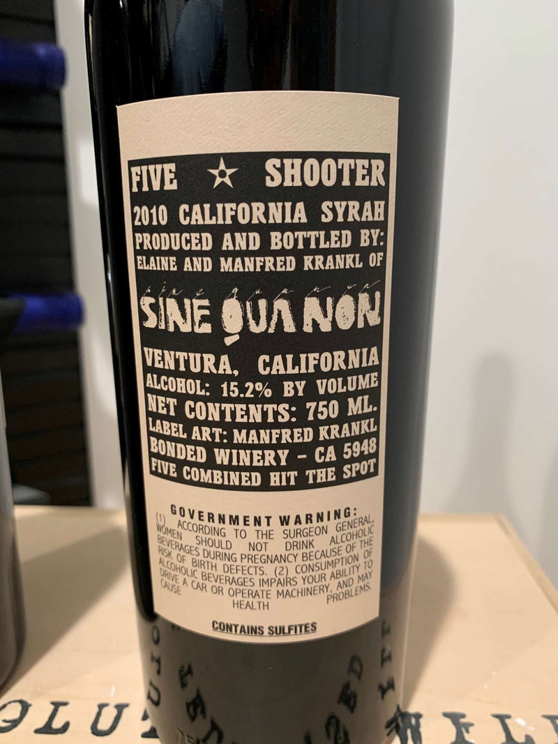 2010 Sine Qua Non Five Shooter Syrah - Angry Wine Merchant